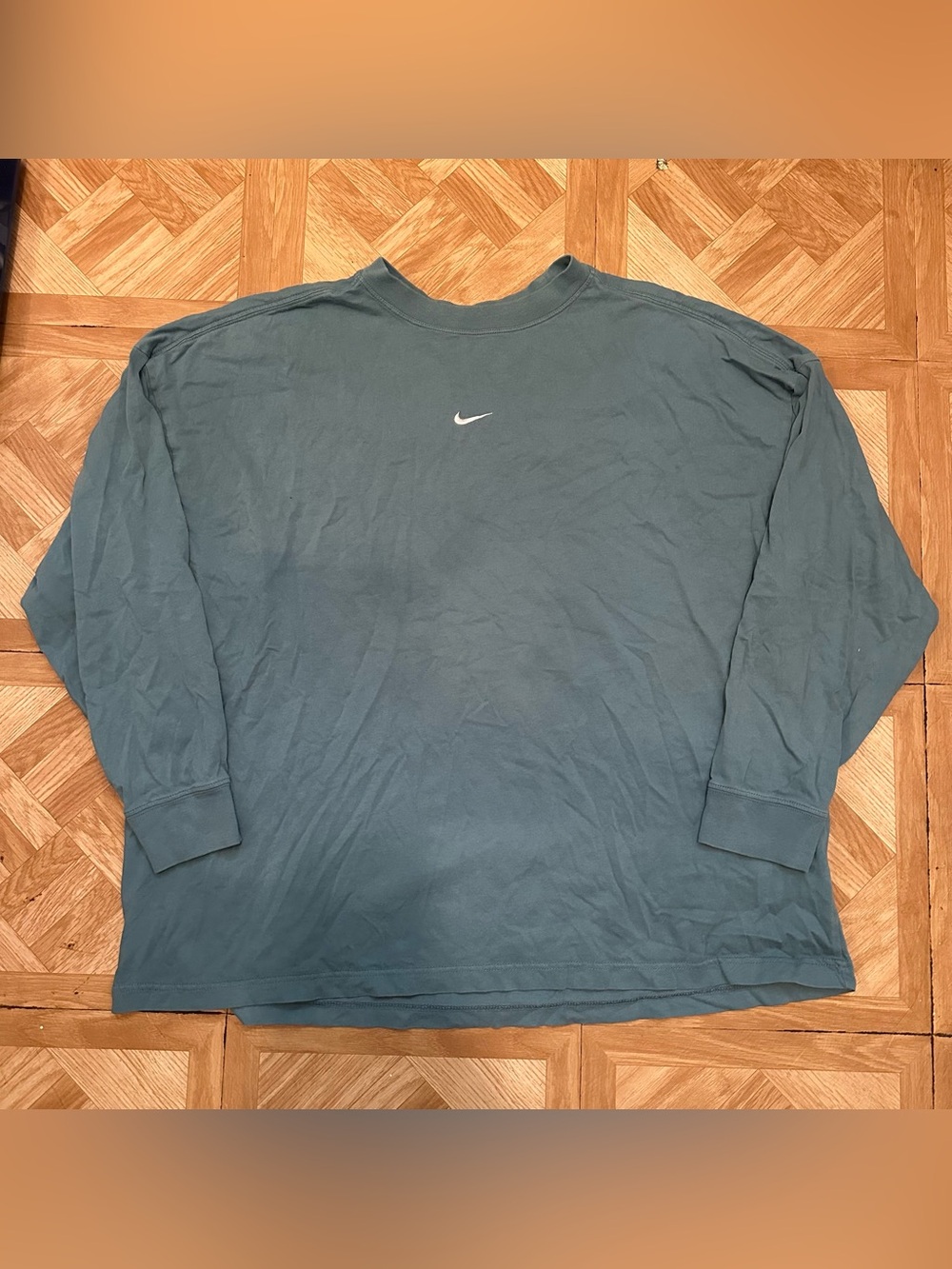 💜2 For $25💜 Nike Blue Center Swoosh Oversized Fit Long Sleeve Crewneck Tee